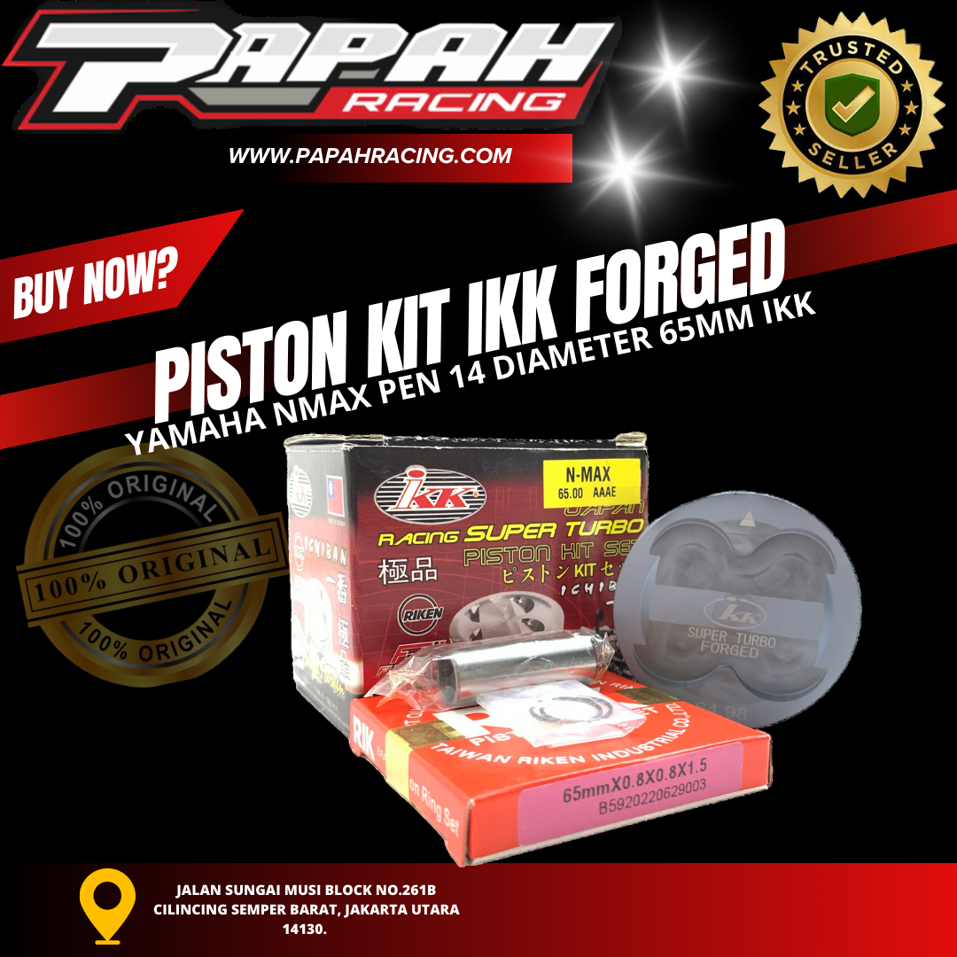 PISTON KIT IKK FORGED YAMAHA NMAX PEN 14 DIAMETER 65MM IKK